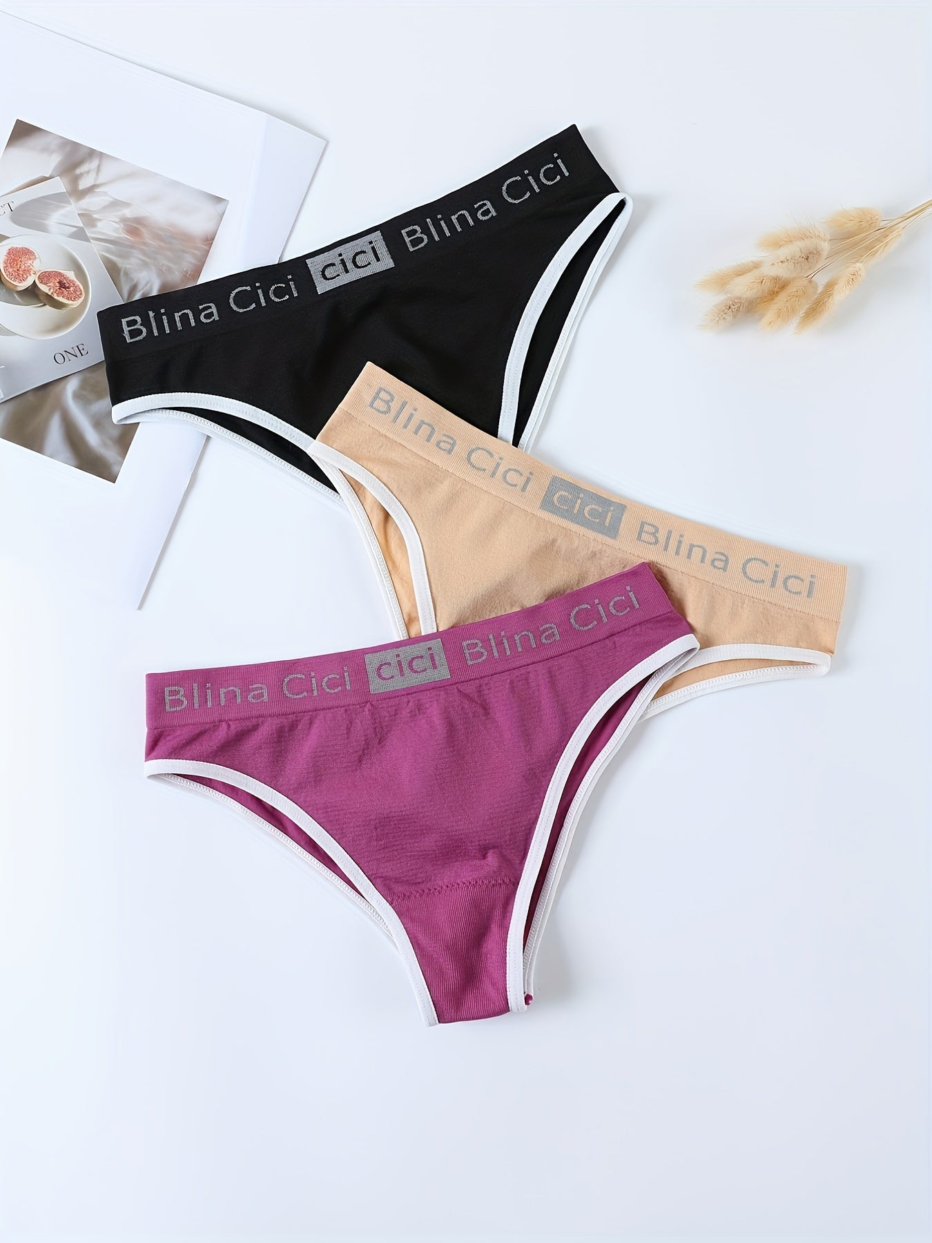 Women's Letter Print Lingerie Set Wireless Sports Bra Elastic Panties