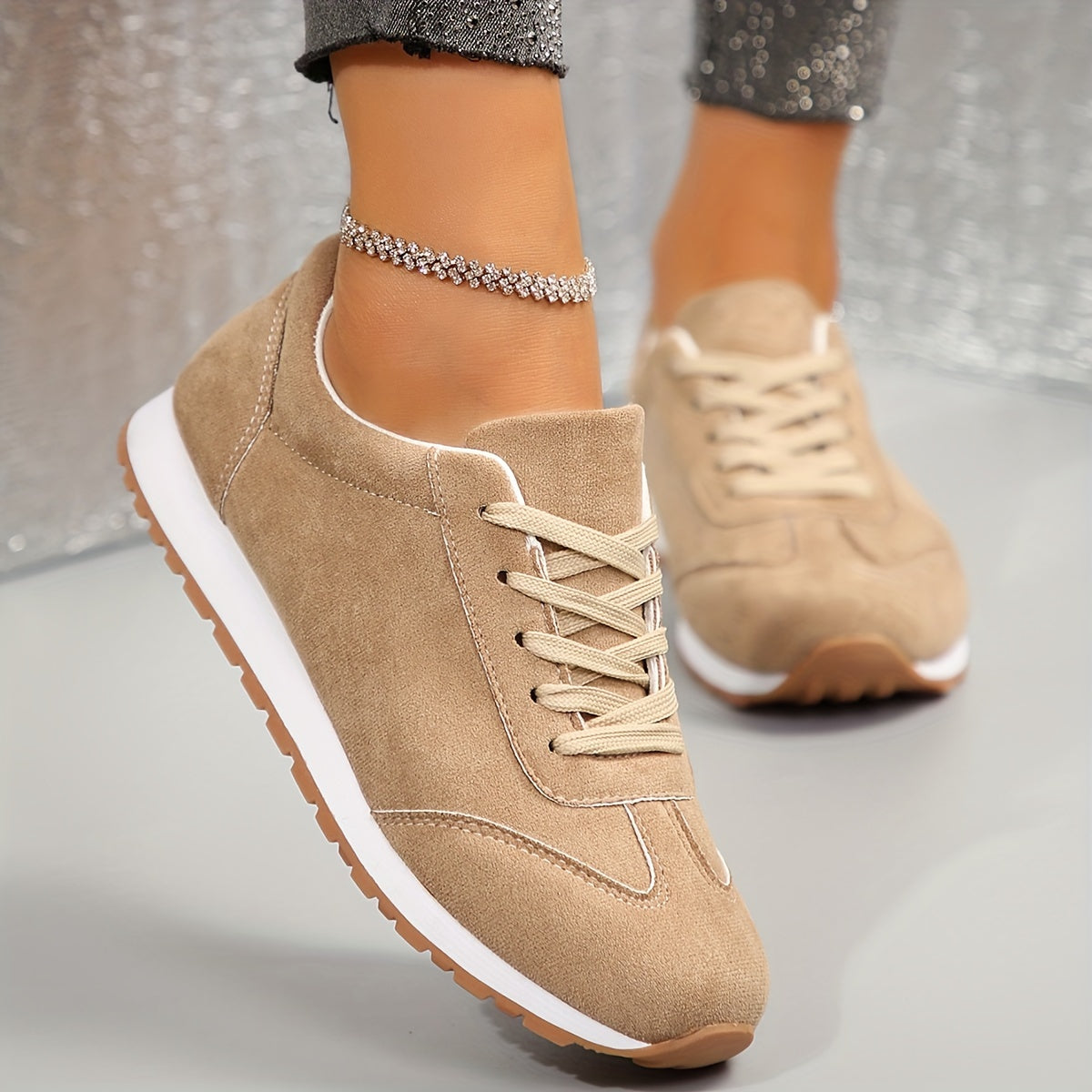 Women's Fashion Sneakers, Breathable Fabric, Low Top Casual Shoes