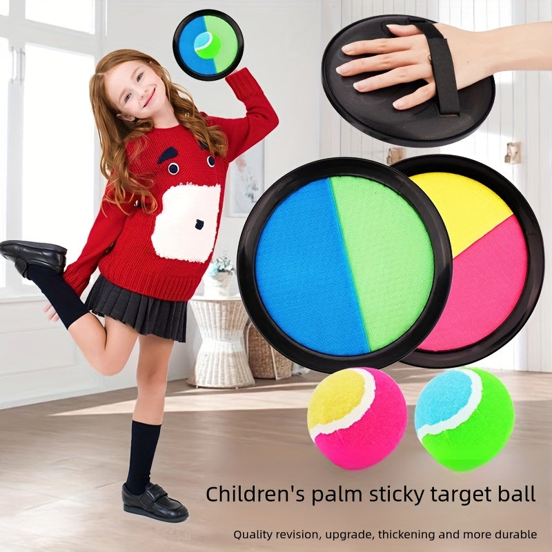 Kids Sticky Ball Set with 19cm Mixed Color Plastic Fly Disc and Suction Cup for Throw and Catch Game