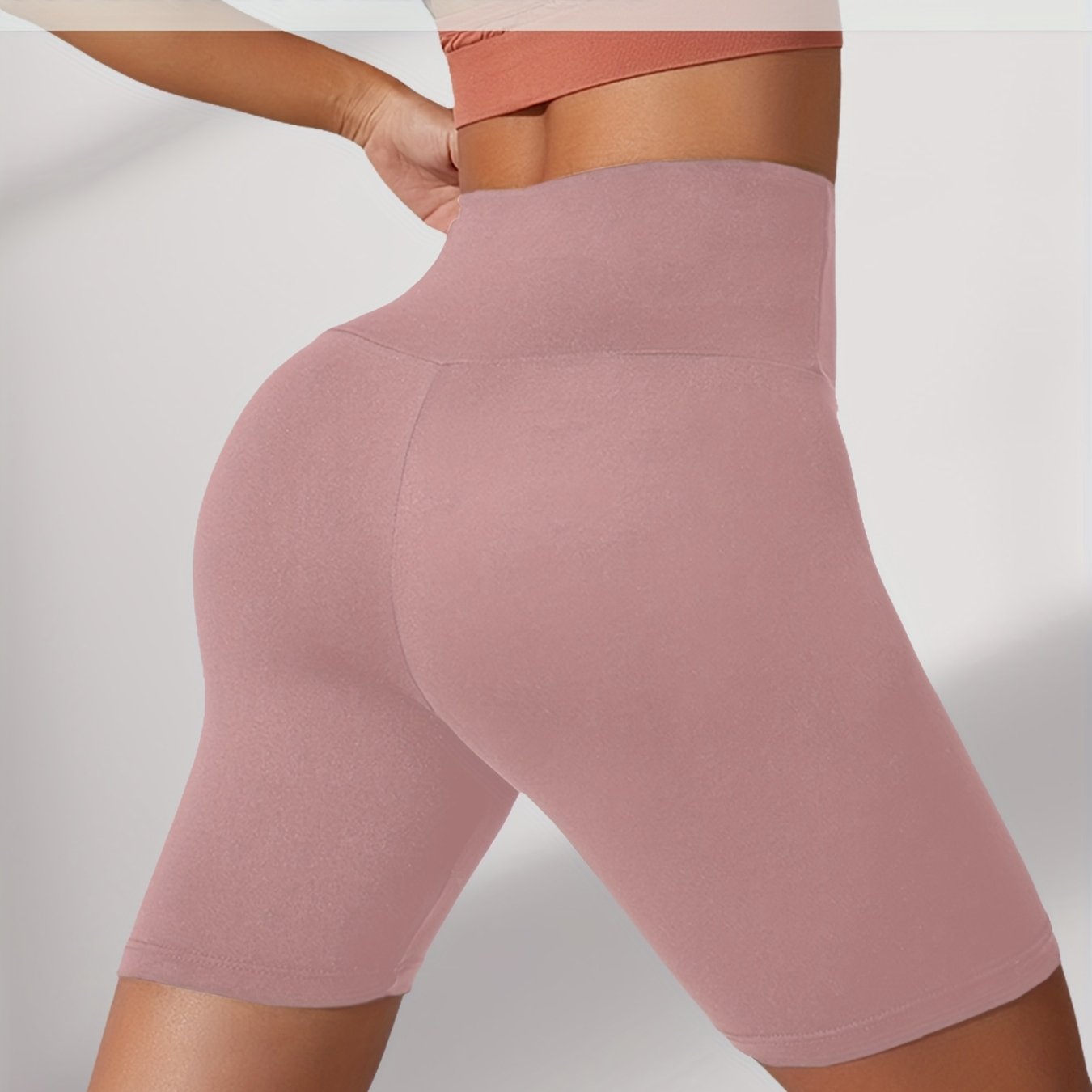 Plus Size Women's High Waisted Biker Shorts Stretchy Workout Yoga Athletic Shorts