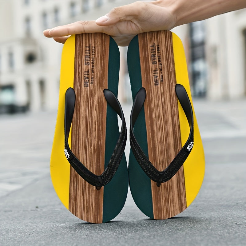 Men's Casual Outdoor Slippers with Rubber Sole Anti-Slip Odorless Sweat-Absorbing EVA Beach Shoes