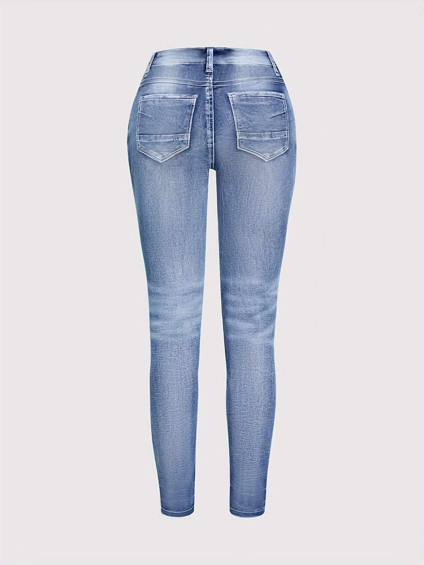 Women's High-Waisted Denim Jeans Oversized Stretch Solid Color All-Season Casual