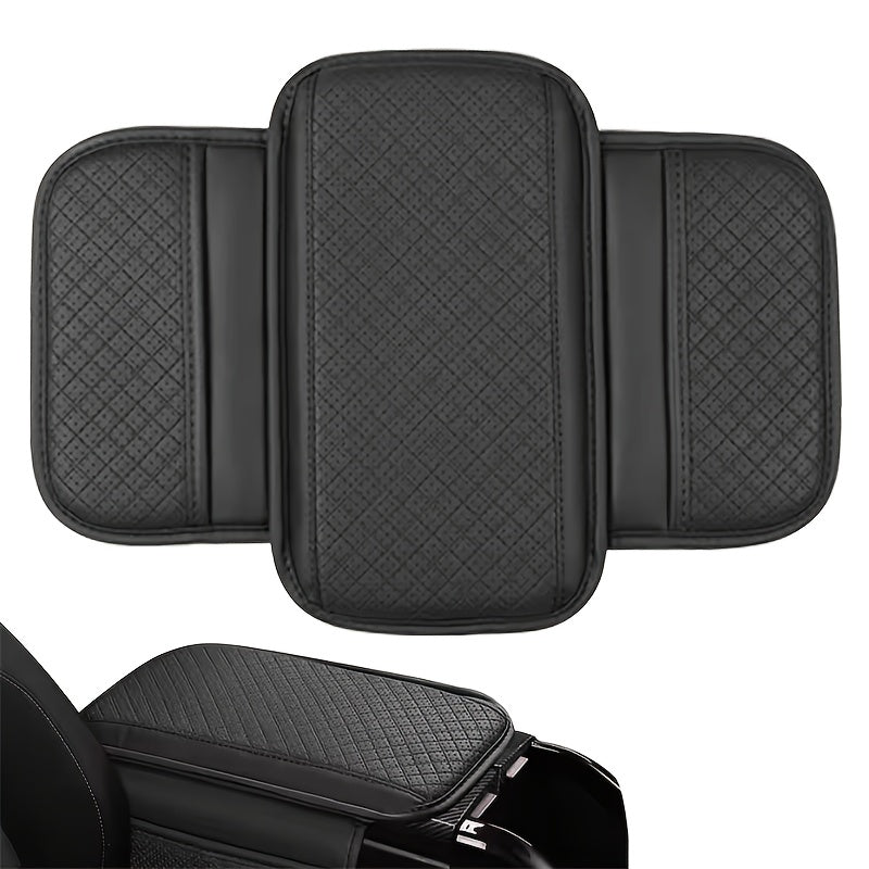 PU Leather Car Armrest Cushion Memory Foam Dual Storage Pockets Breathable Interior Accessory
