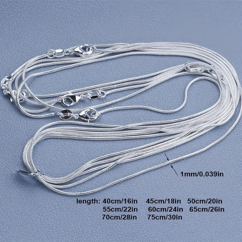 Silver Plated Link Chain Necklace Set for Jewelry Making 16-30 Inch 5 Pieces