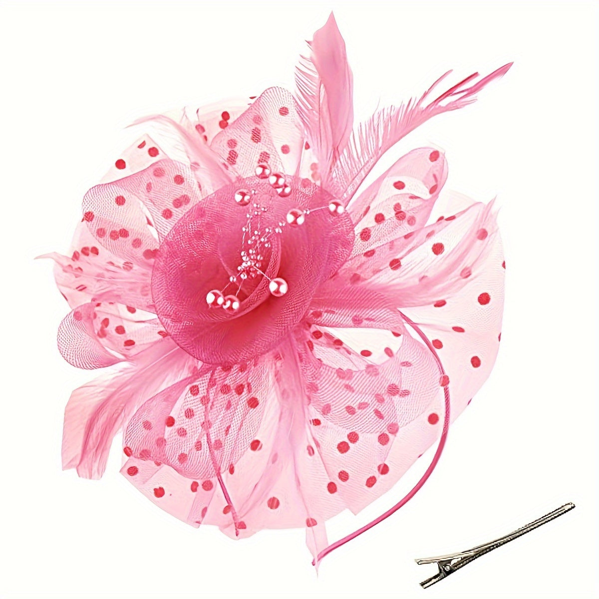 Ayollar uchun Vintage Chic Fascinator Shlyapa - Chiroyli Tarmoq Gul, Qush Tuxumlari va Klipli Boshband bilan 50-yillar va 60-yillar uslubida - Choy Partiyalari, Derby Kuni, To'ylar va Retro Yig'ilishlar uchun ideal