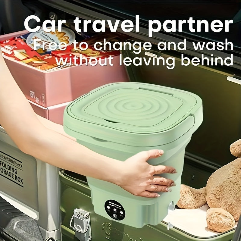 Portable 8L Folding Washing Machine Compact Space-Saving Electric Touch Control Blue Purple