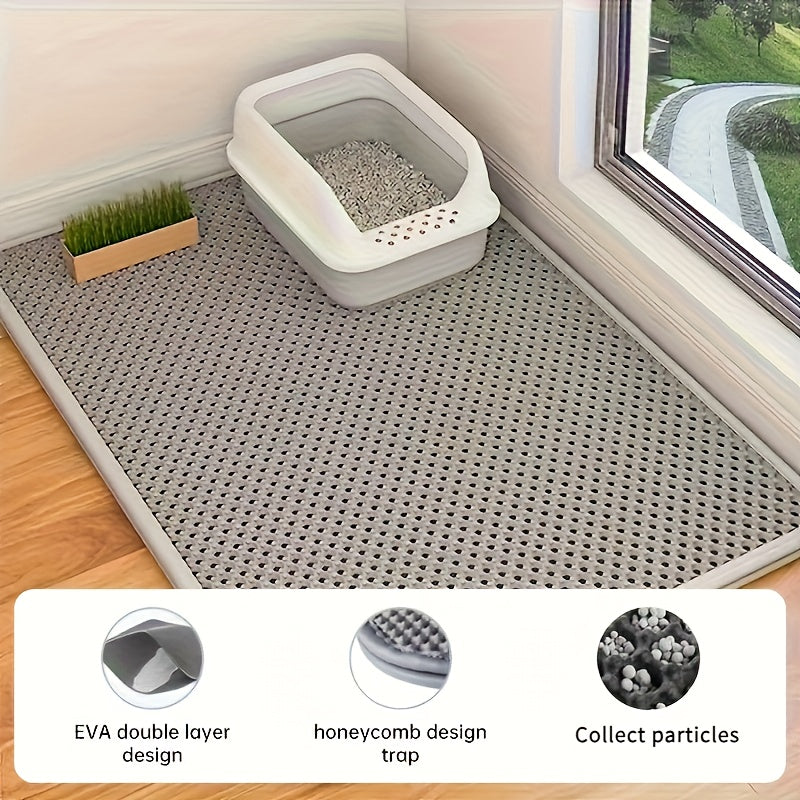 XL Double Layer EVA Cat Litter Mat Waterproof Washable Anti-Slip Odor Control Large Pet Mess Protector