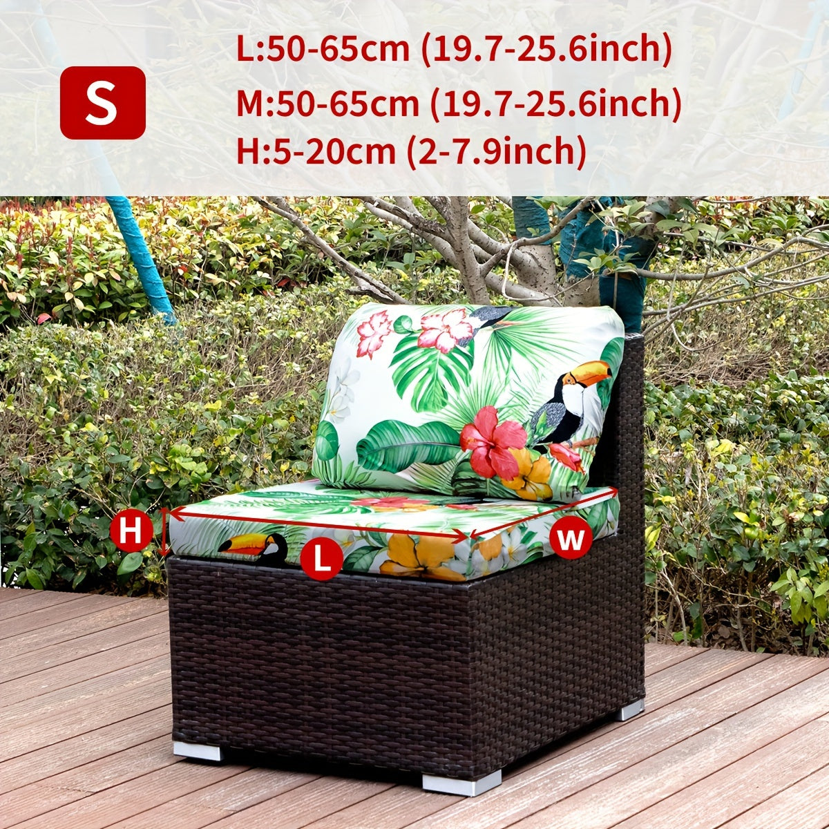 Набор чехлов для подушек для уличного дивана с богемским принтом животных, листьев и цветов