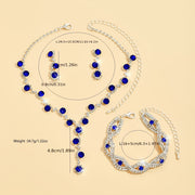 Sapphire Blue Jewelry Set with Necklace Earrings and Bracelet Synthetic November Birthstone
