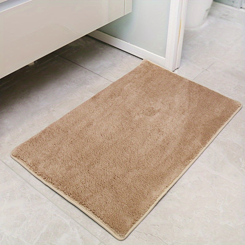 Oblong Bath Rug Non-Slip Quick-Dry Absorbent Polyester 1.8cm Thick