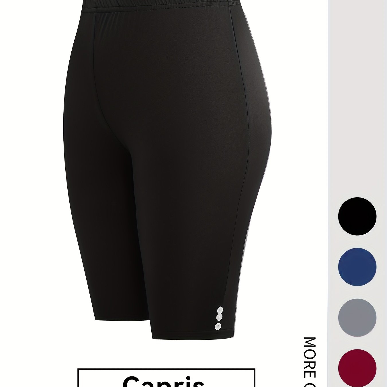 Women's High-Waisted Stretch Capri Leggings Yoga Workout Shorts Solid Color