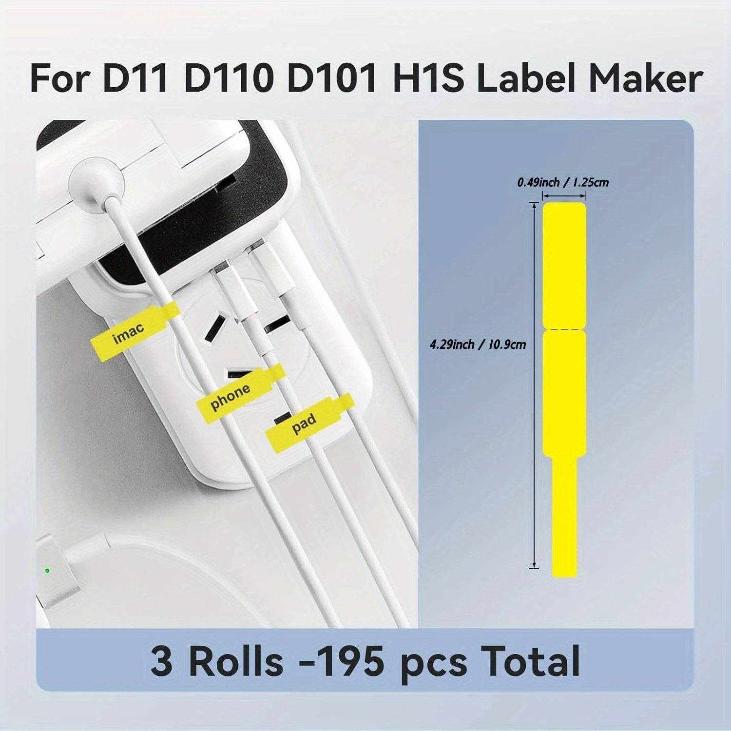 Thermal Label Tape Set 6 Rolls for D11 D110 D101 H1S Printers 1.19x10.9cm White Labels
