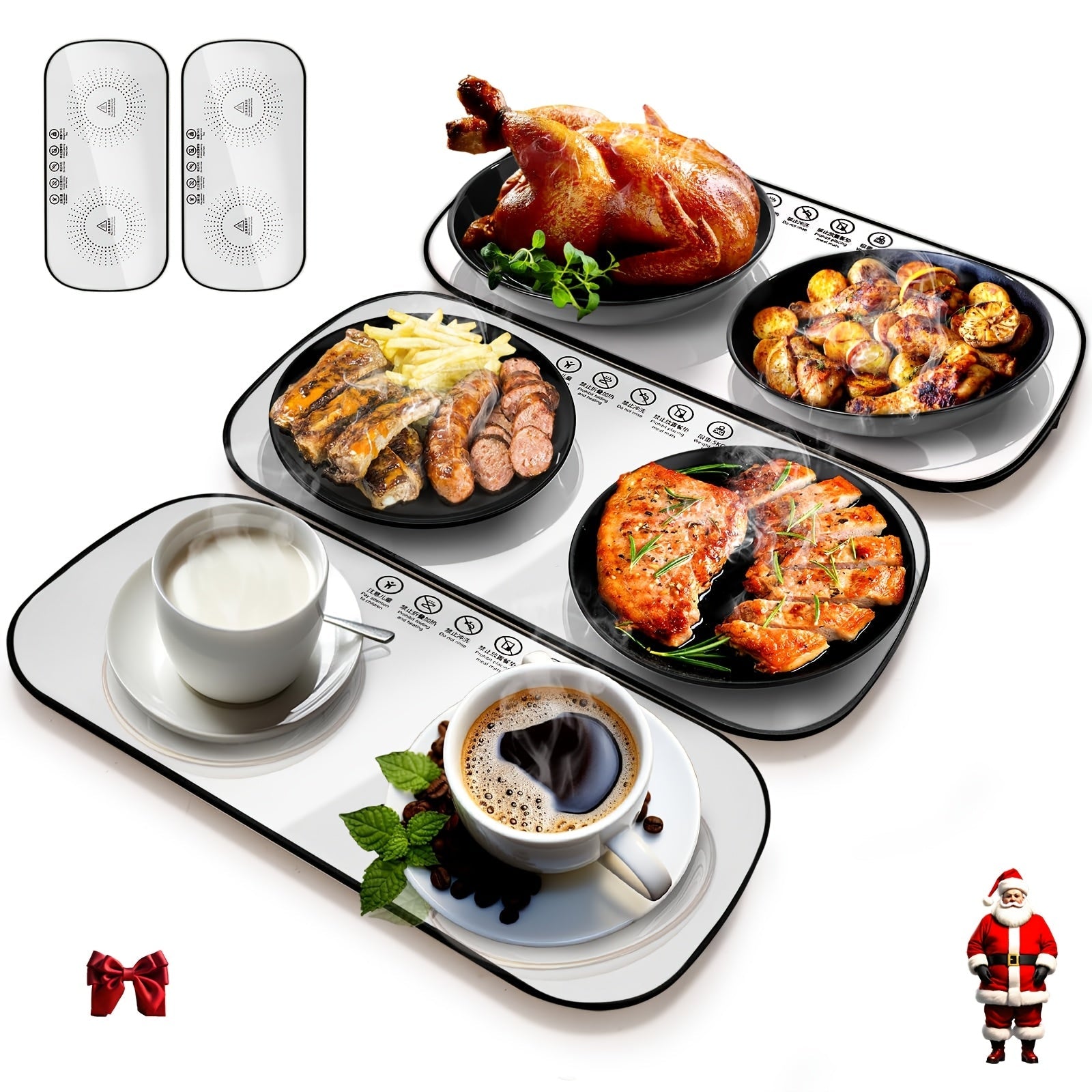 2 Pack Food Warmer with Electric Warming Tray and Graphene Heating Film for Fast Heating