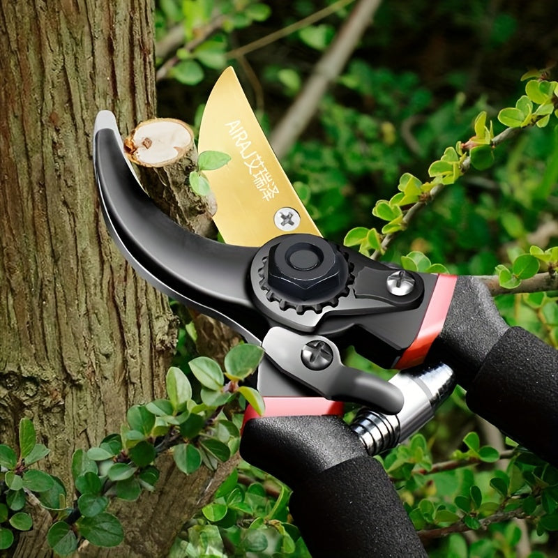 Heavy Duty Pruning Shears Garden Scissors for Tree and Rose Trimming Chrome Vanadium Steel Black
