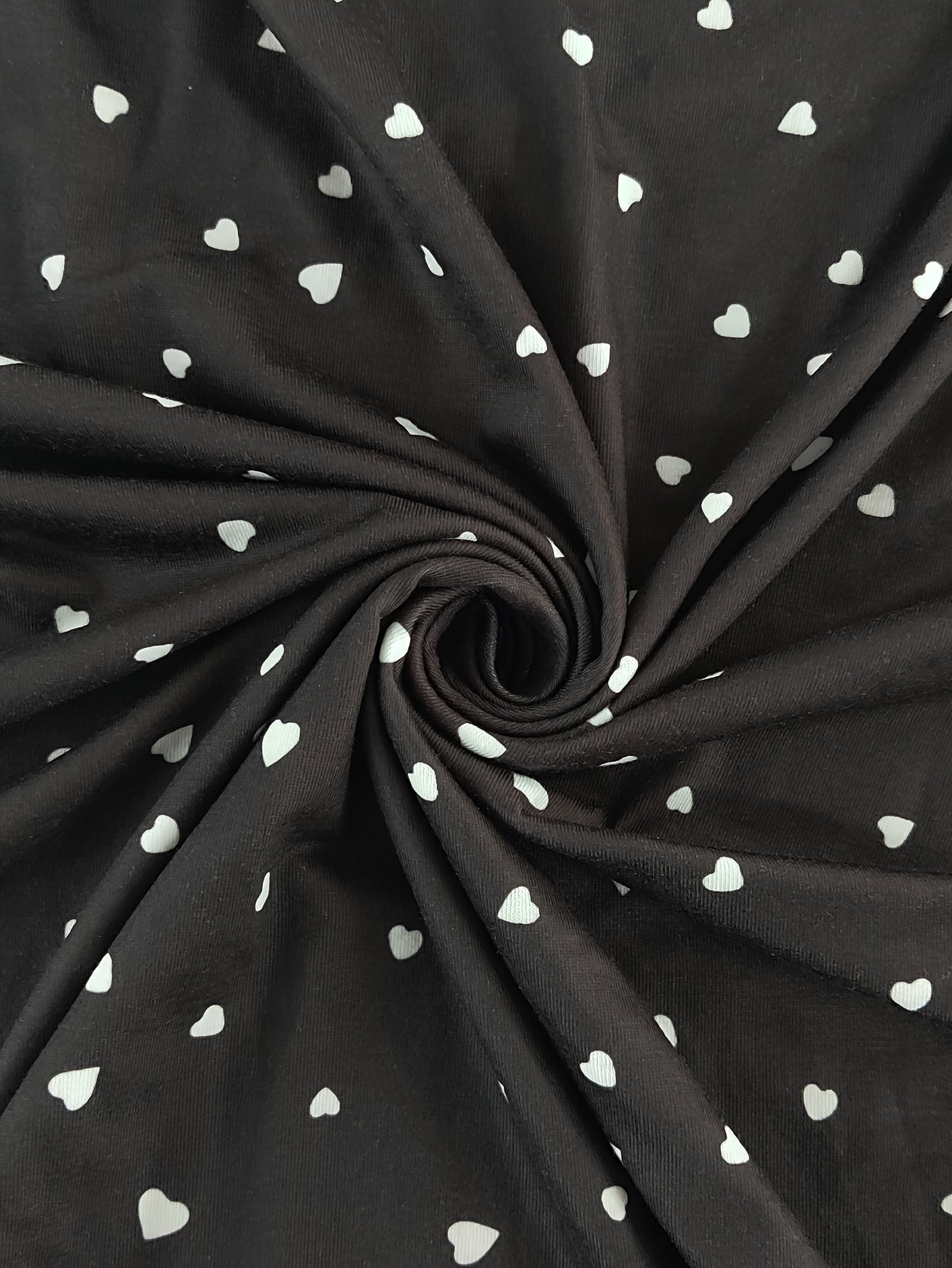 Plus Size Heart Print Casual T-Shirt for Women Polyester All Over Print