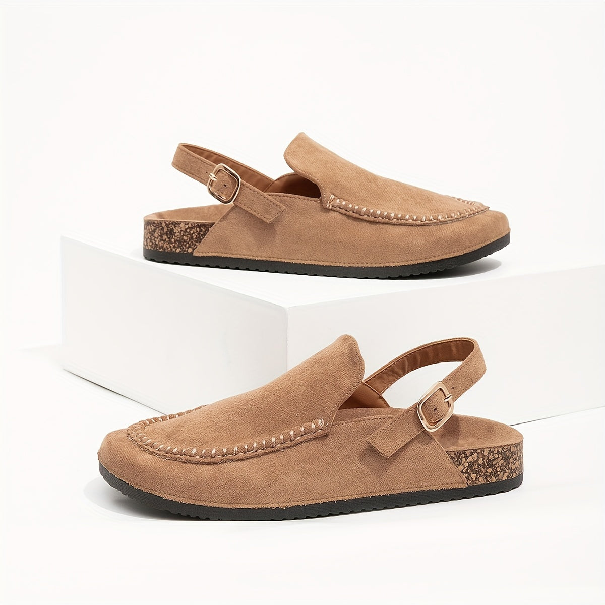 Women's Casual Closed Toe Non-Slip Sandals with Adjustable Buckle and Rubber Sole