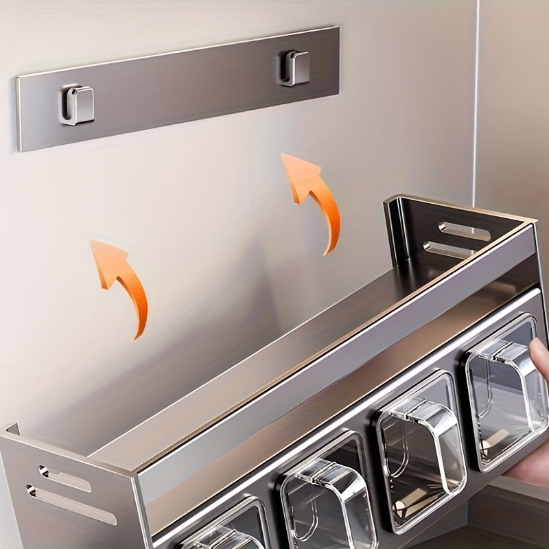 Aluminum Wall-Mounted Storage Rack for Condiments Multi-Functional Tiered Shelf