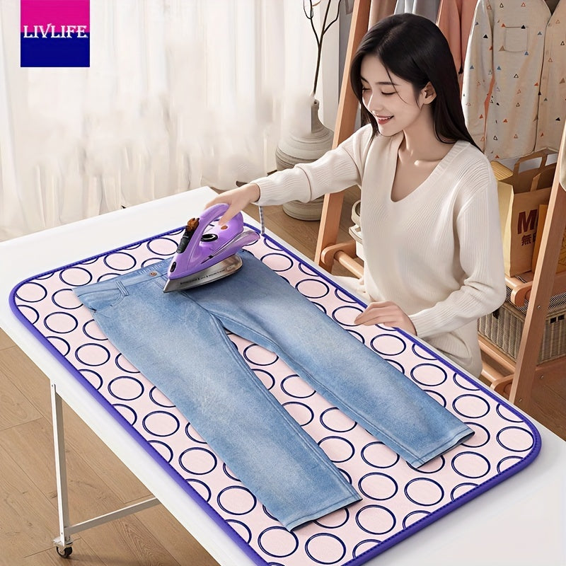 Alfombrilla de planchar plegable de mano con aislamiento térmico para uso en casa o en dormitorios