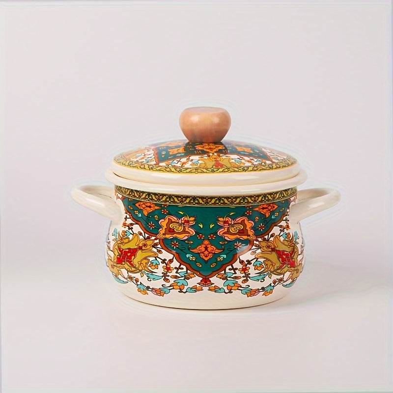 Enamel Pot with Cartoon Design for Cooking and Serving, Kitchen Essential