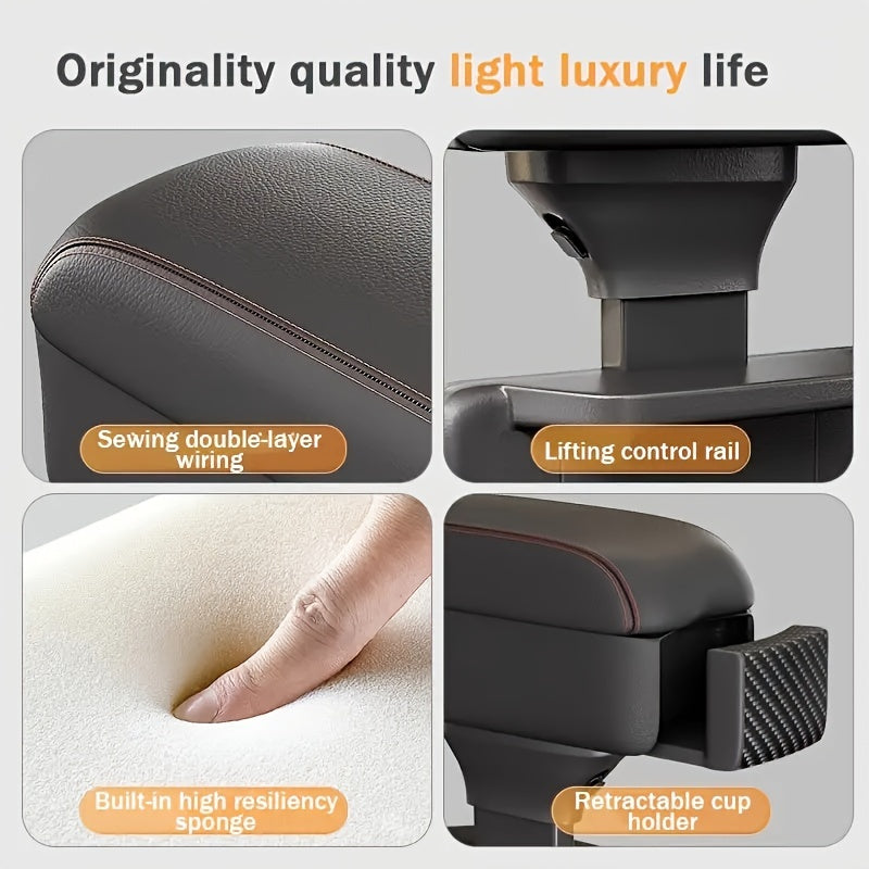 Universal Faux Leather Car Armrest Pad Center Console Cup Holder Organizer
