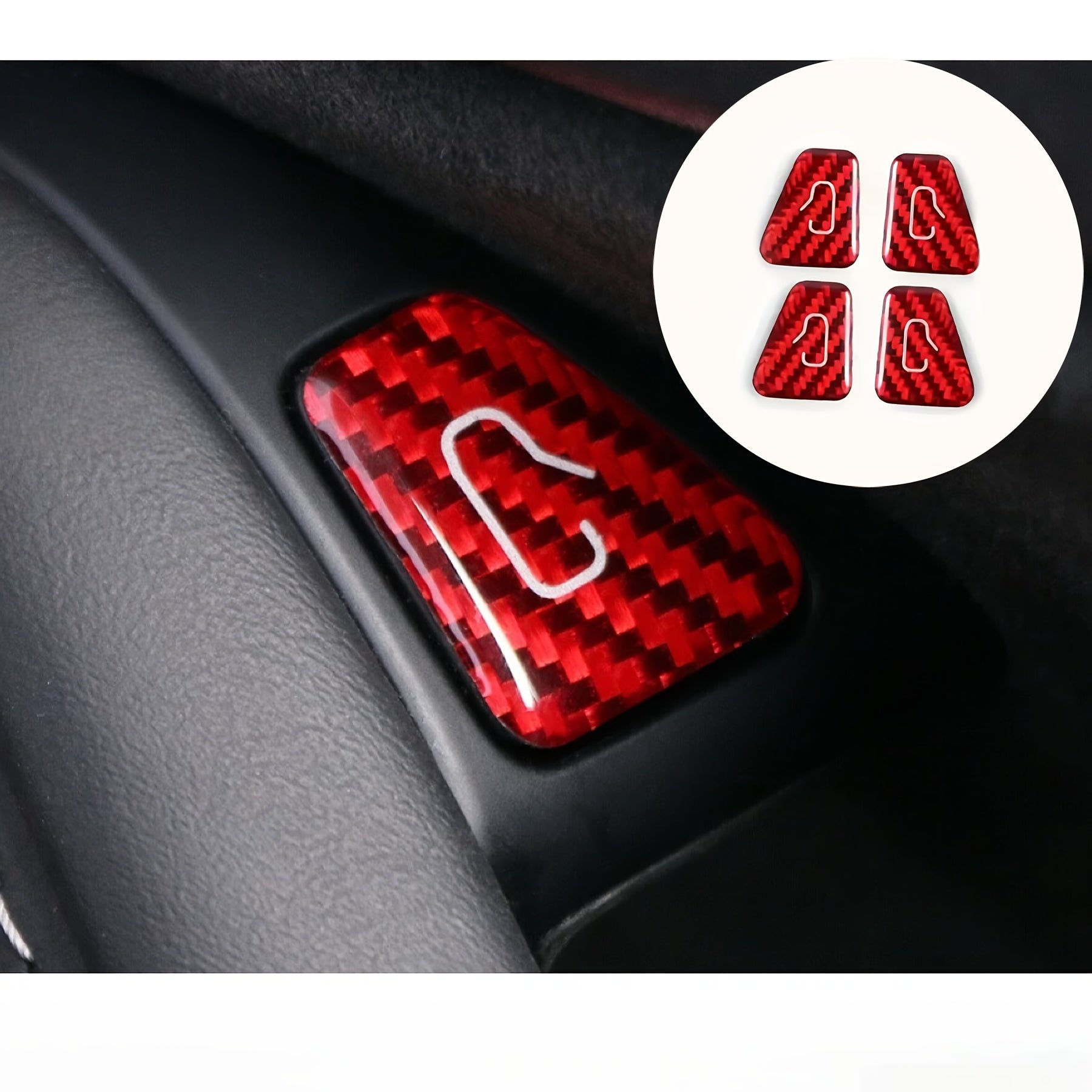 4PCS Carbon Fiber Door Lock Switch Cover Trim for Tesla Model 3 Y Interior