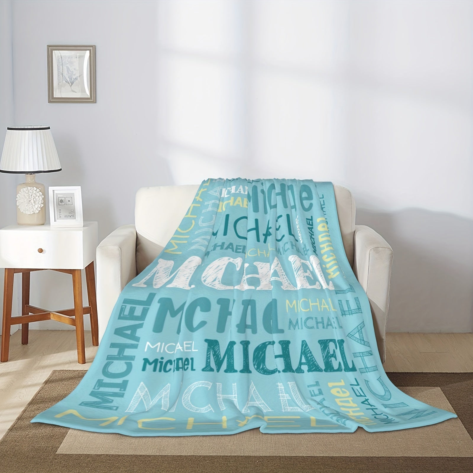 Personalized Flannel Blanket with Name Soft 100% Polyester for Adults Home Travel