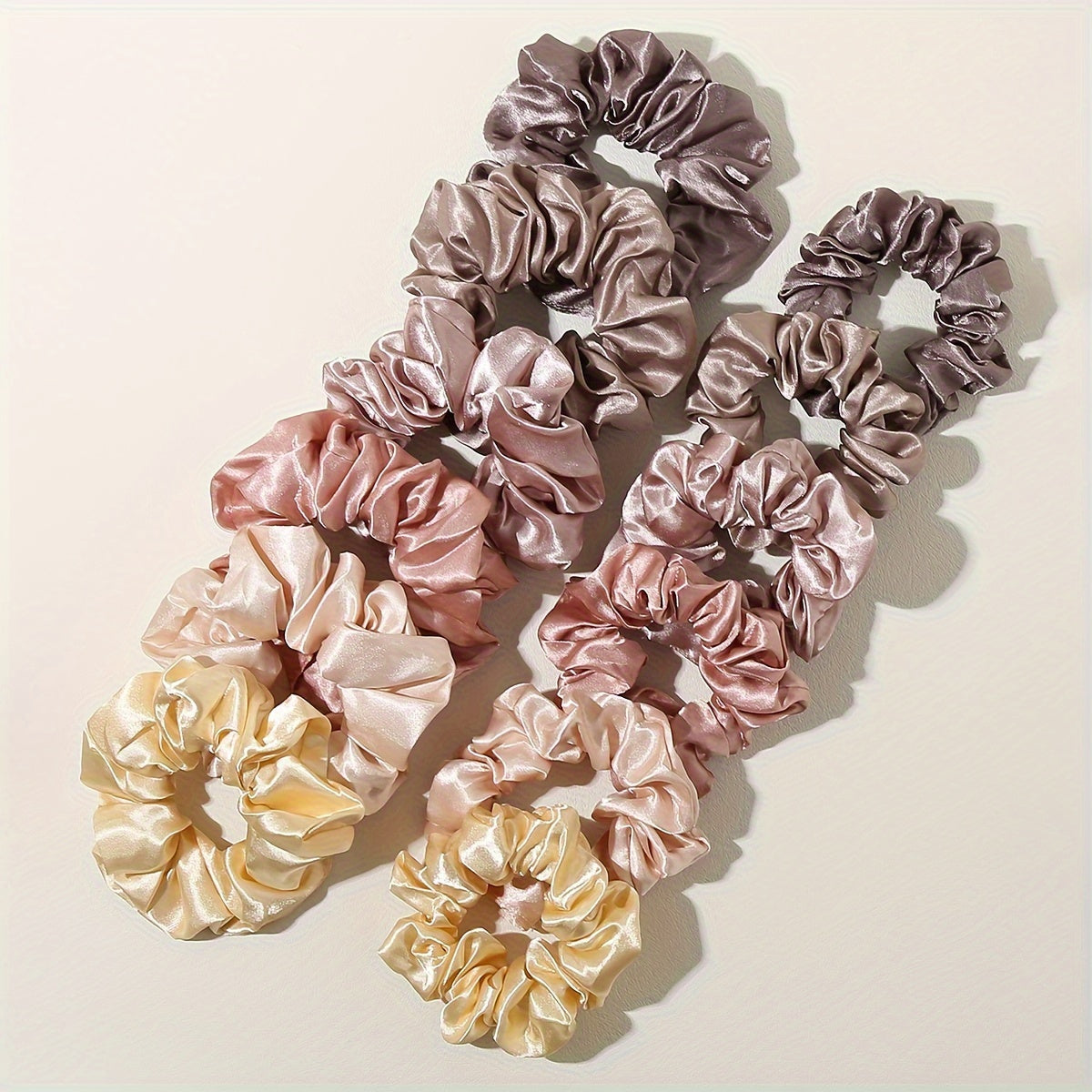 Set of 12 Satin Silk Hair Ties for Women, Jumbo Elastic Scrunchies