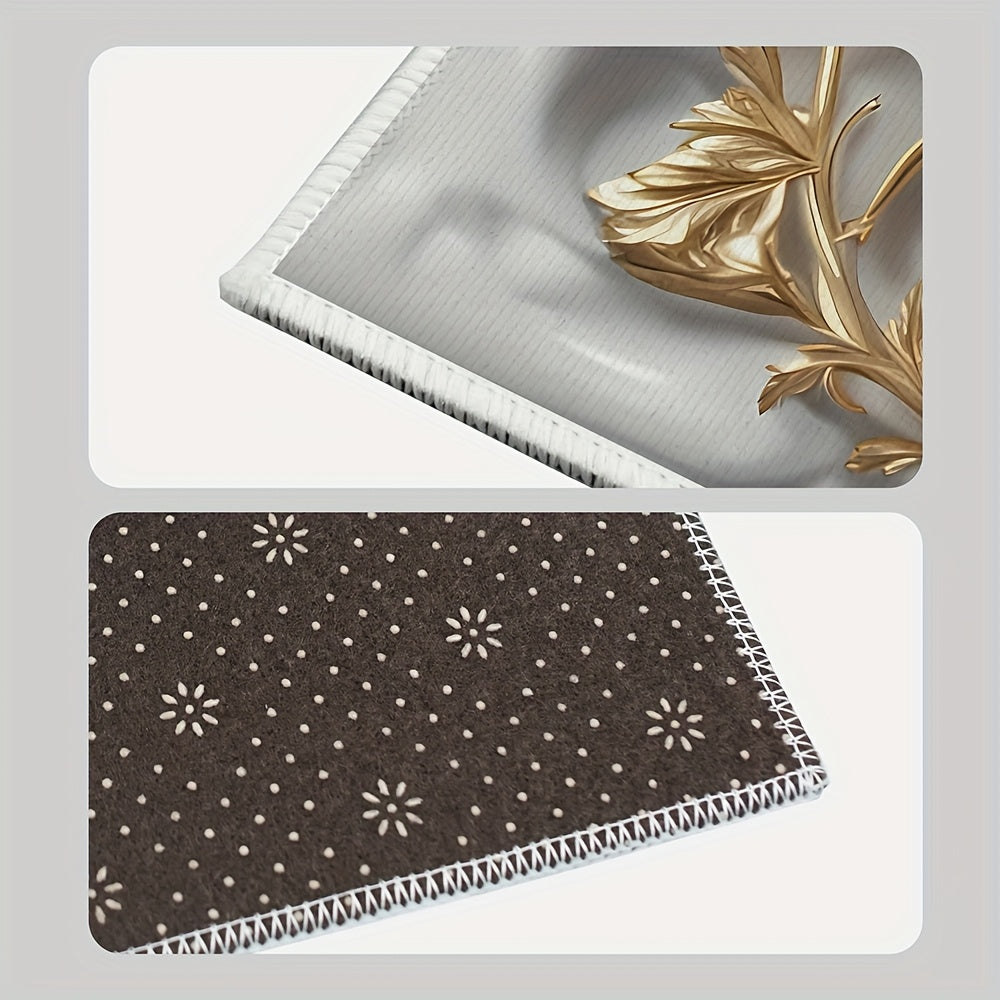 Flower Print Washing Machine Dust Cover Mat Non-Electric 50x60 cm Laundry Kitchen