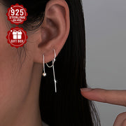 Women’s Sterling Silver Earrings Hypoallergenic Small Round Ball Chain Tassel Jewelry