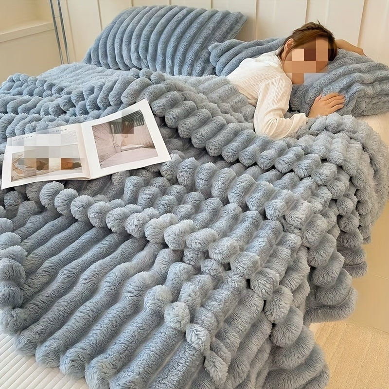 Luxury Plush Blanket Throw Soft Flannel All-Season Striped Sofa Bed Camping Travel