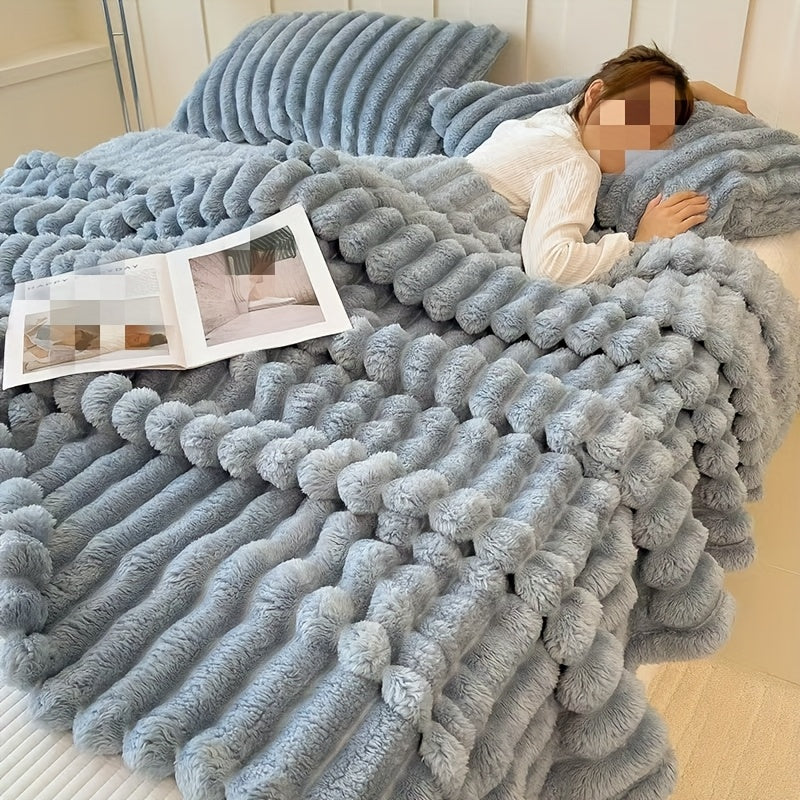 Luxurious Plush Fleece Blanket Cozy Throw for Sofa Lounge Soft Insulating