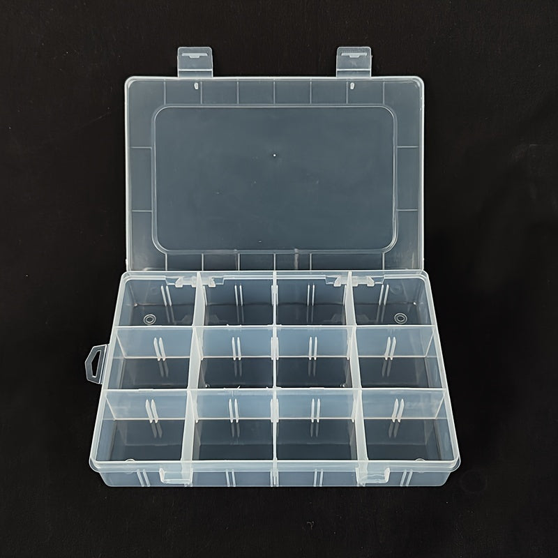 Clear Plastic Storage Organizer with Removable Dividers for Jewelry and Desk Items