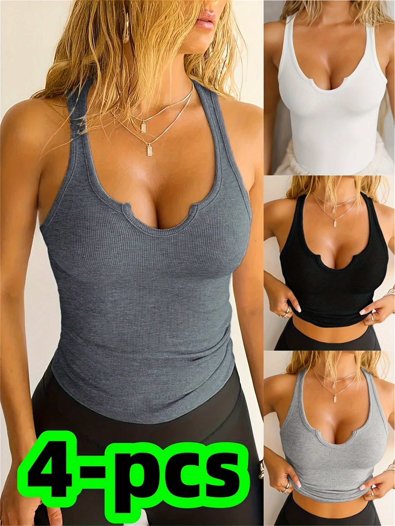 Women's Ribbed Tank Top Breathable Slimming No Pad for Yoga Sports Activewear