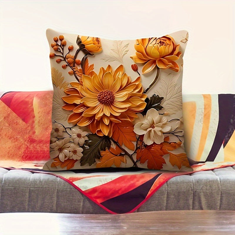 Vintage Floral Foliage Double-Sided Throw Pillow Cover 45cm Cozy Autumn Decor
