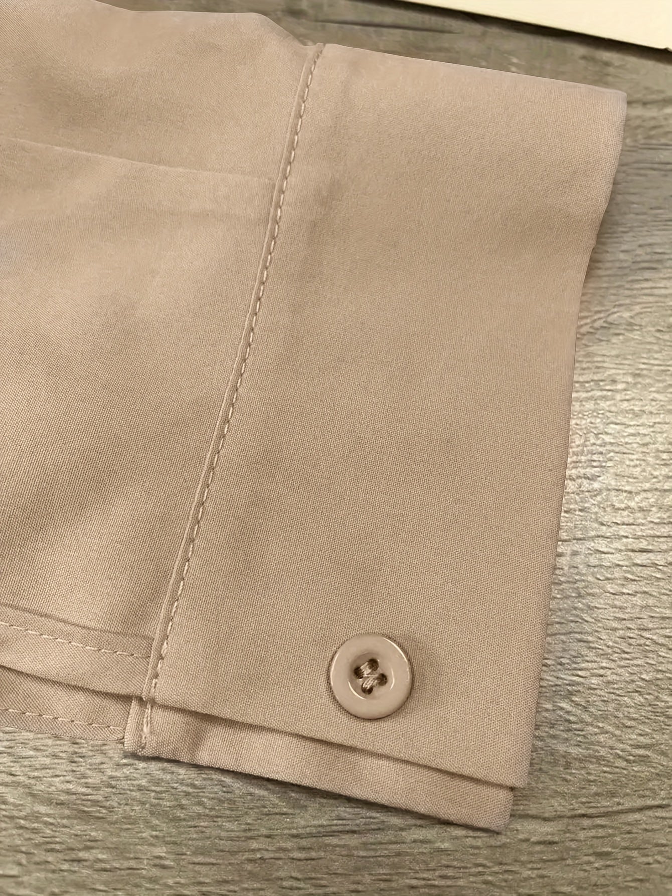 Women's Polyester Long Sleeve Drop Shoulder Shirt Beige Casual Fall Winter