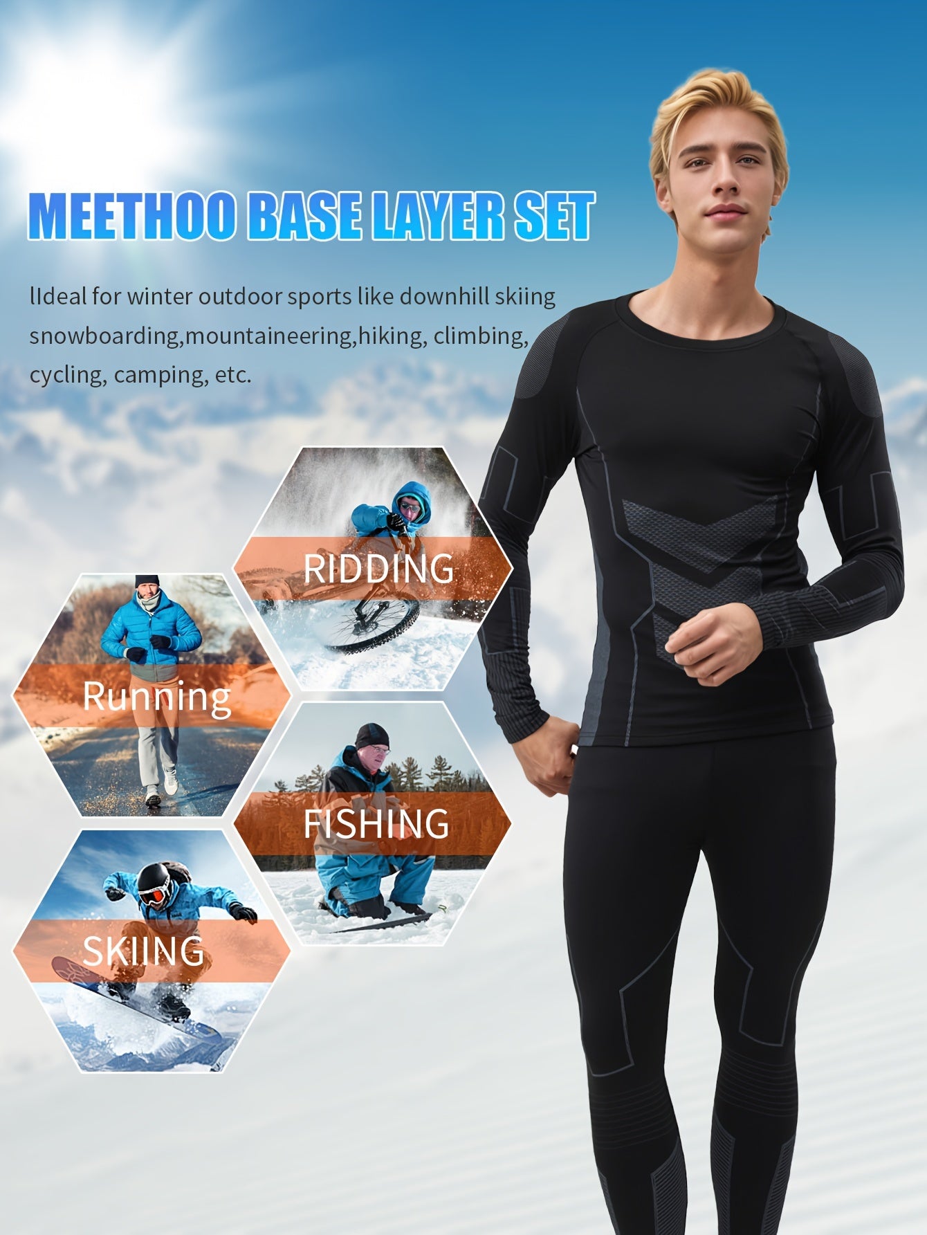 Men's Thermal Underwear Set Polyester Spandex Breathable Quick-Drying Fall Winter