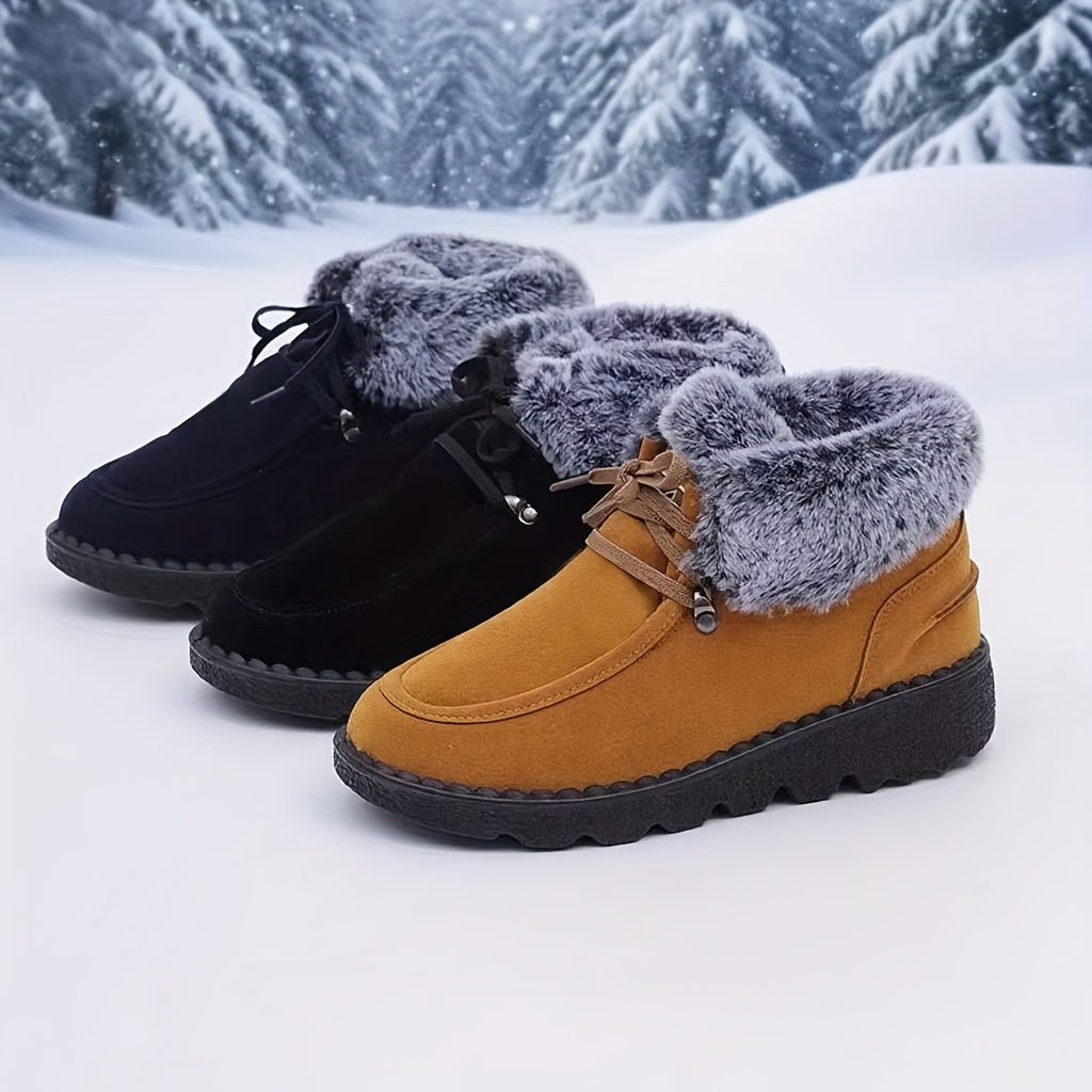 Women's Snow Boots Fleece Lined Waterproof Short Warm Casual Shoes