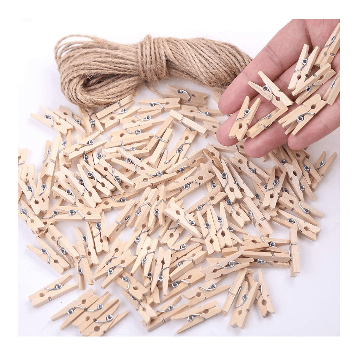Decorative Photo Clips Set with 5m Hemp Rope for Wall Display