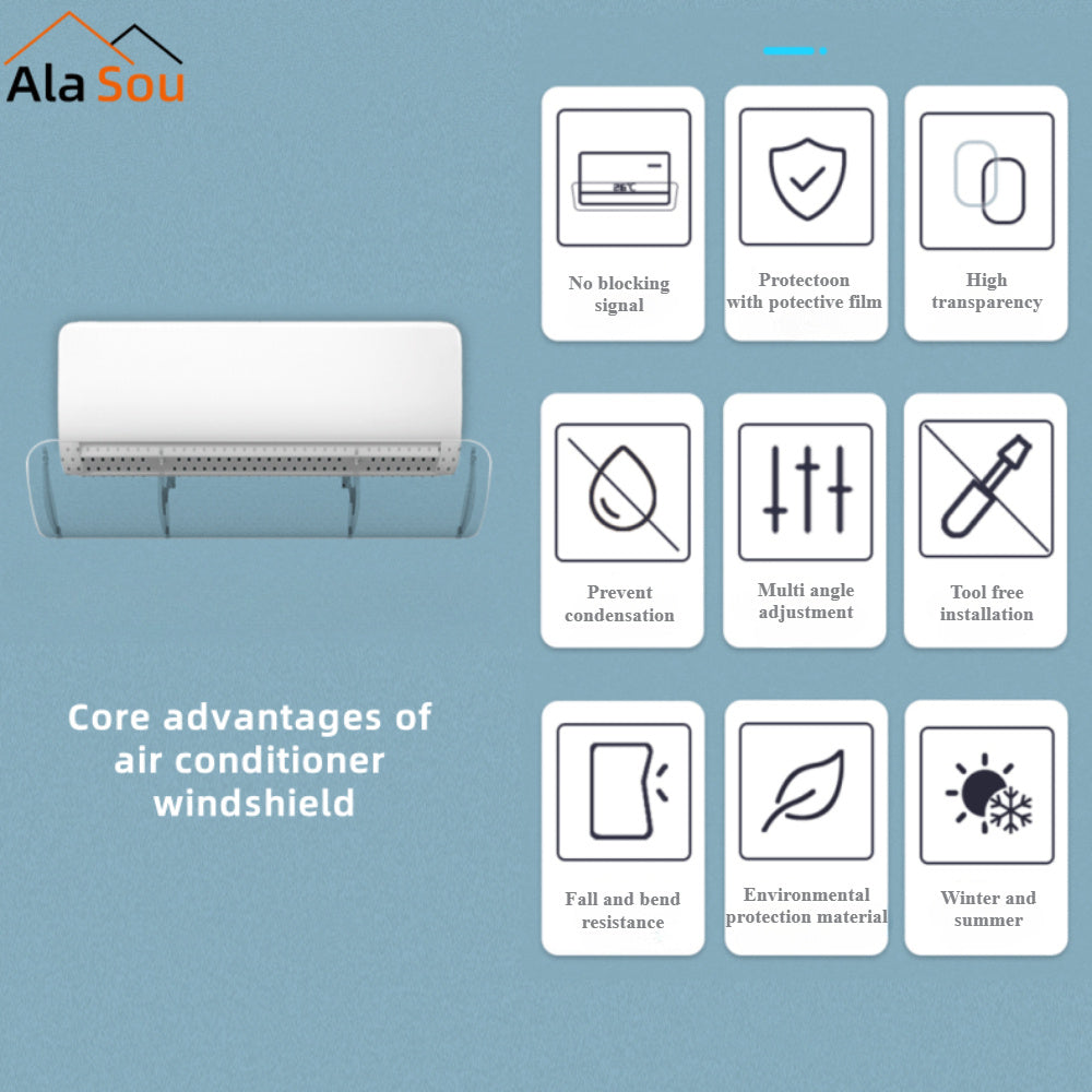 Adjustable Air Conditioner Wind Deflector Indoor PP Weatherproof Easy Install