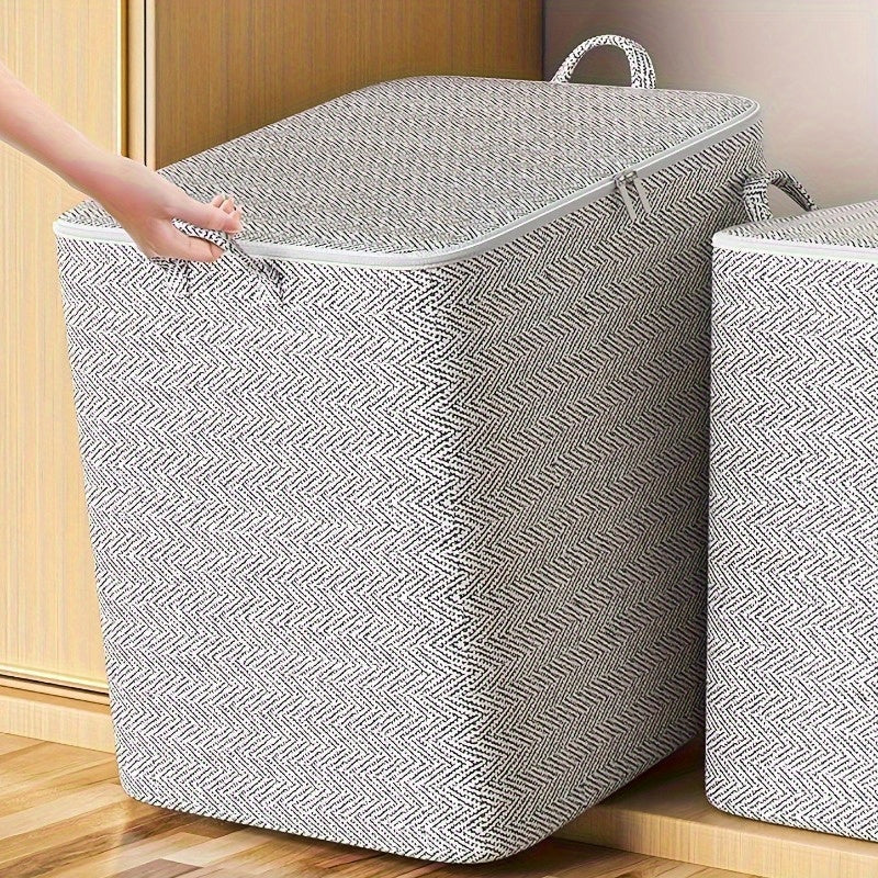 Gran contenedor de almacenamiento de mezcla de algodón con tapa abatible, a prueba de agua y polvo, para organización bajo la cama