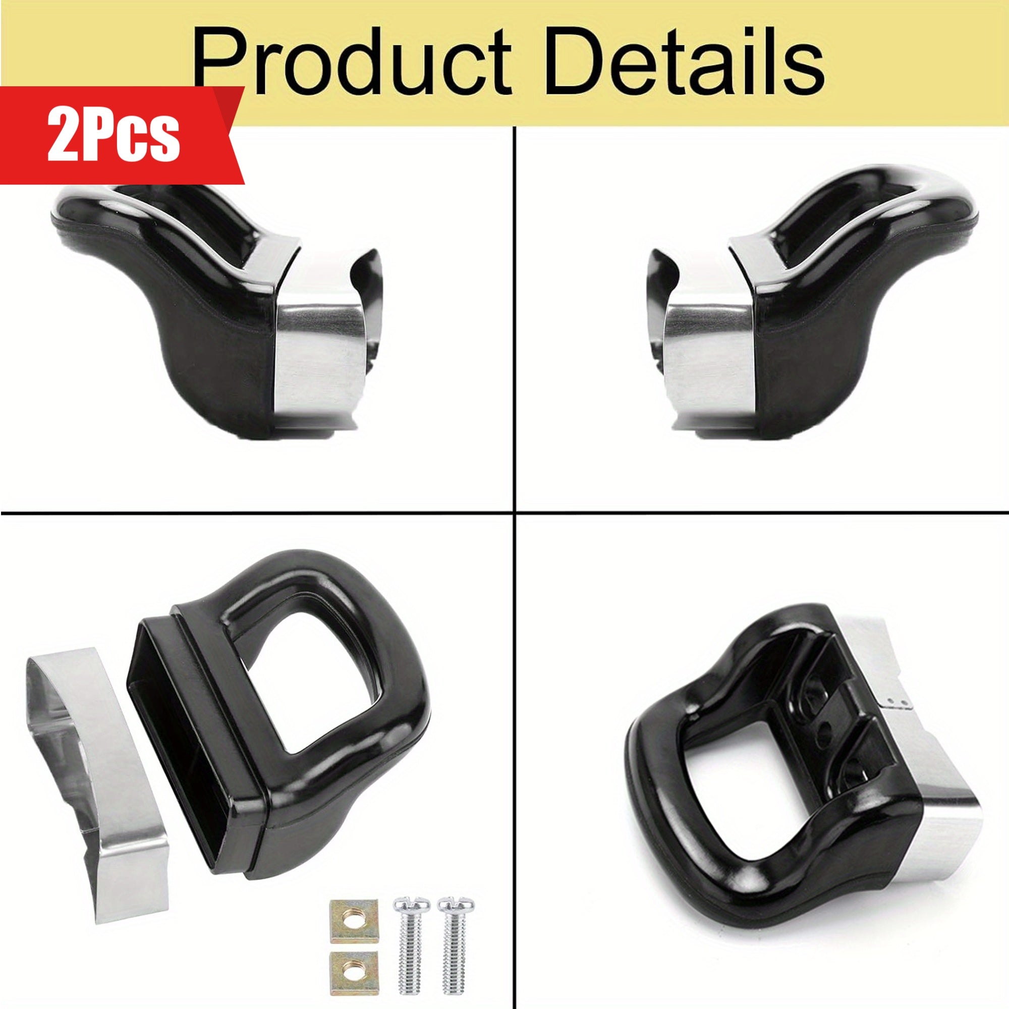 2 ta oshxona idishlari yon tutqichi to'plami - Oddiy o'rnatish, bosim pishirgichi, sho'rva qozoni va bug' pishirgich uchun qulay ushlash - O'rnatish vintlari bilan birga keladigan mustahkam almashtirish tutqichlari to'plami