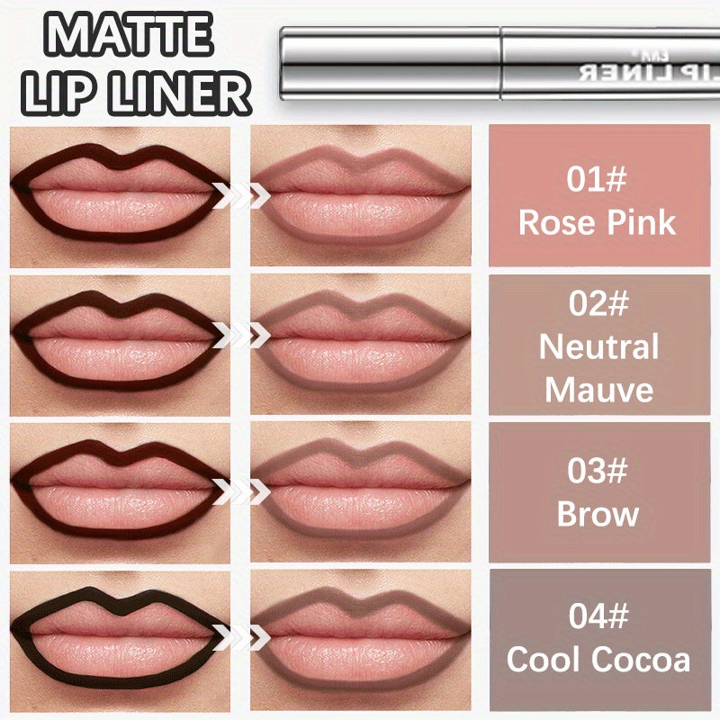 Women Matte Lip Liner 4 Colors Long-lasting Waterproof Smudge-proof