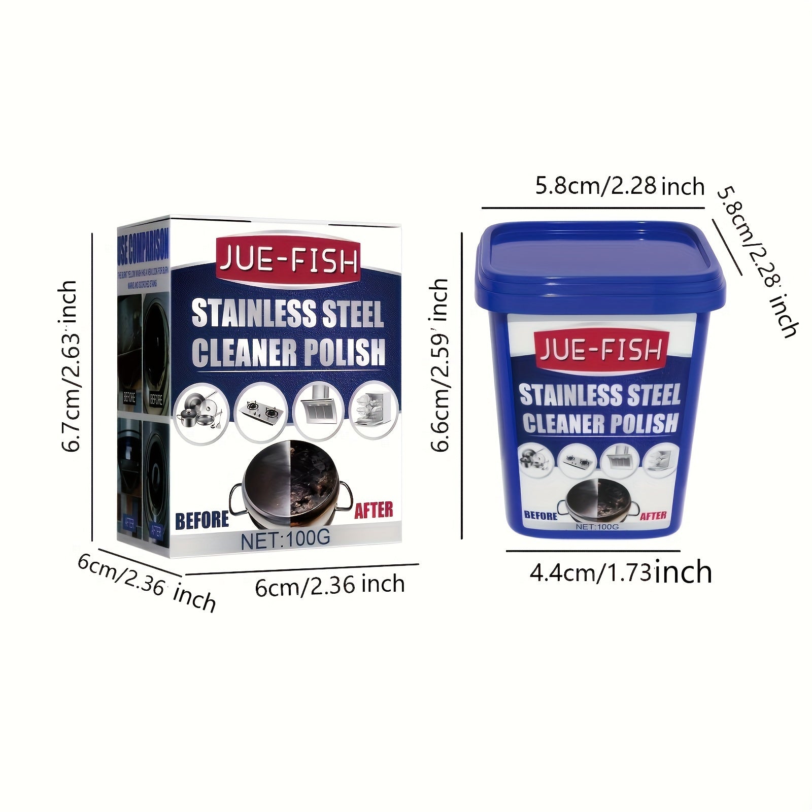 Stainless Steel Cleaner Polish 100g uchun idishlar, qozonlar uchun qoldiqsiz porlash