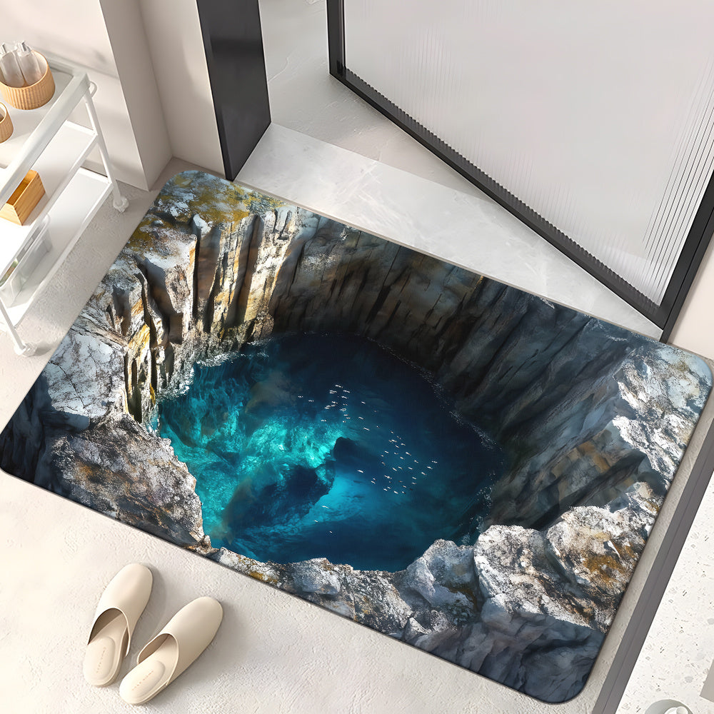 High Definition 3D Visual Effect Door Mat Non-Slip Machine Washable Polyester Absorbent Microfiber for Bedroom Living Room Bathroom Camping
