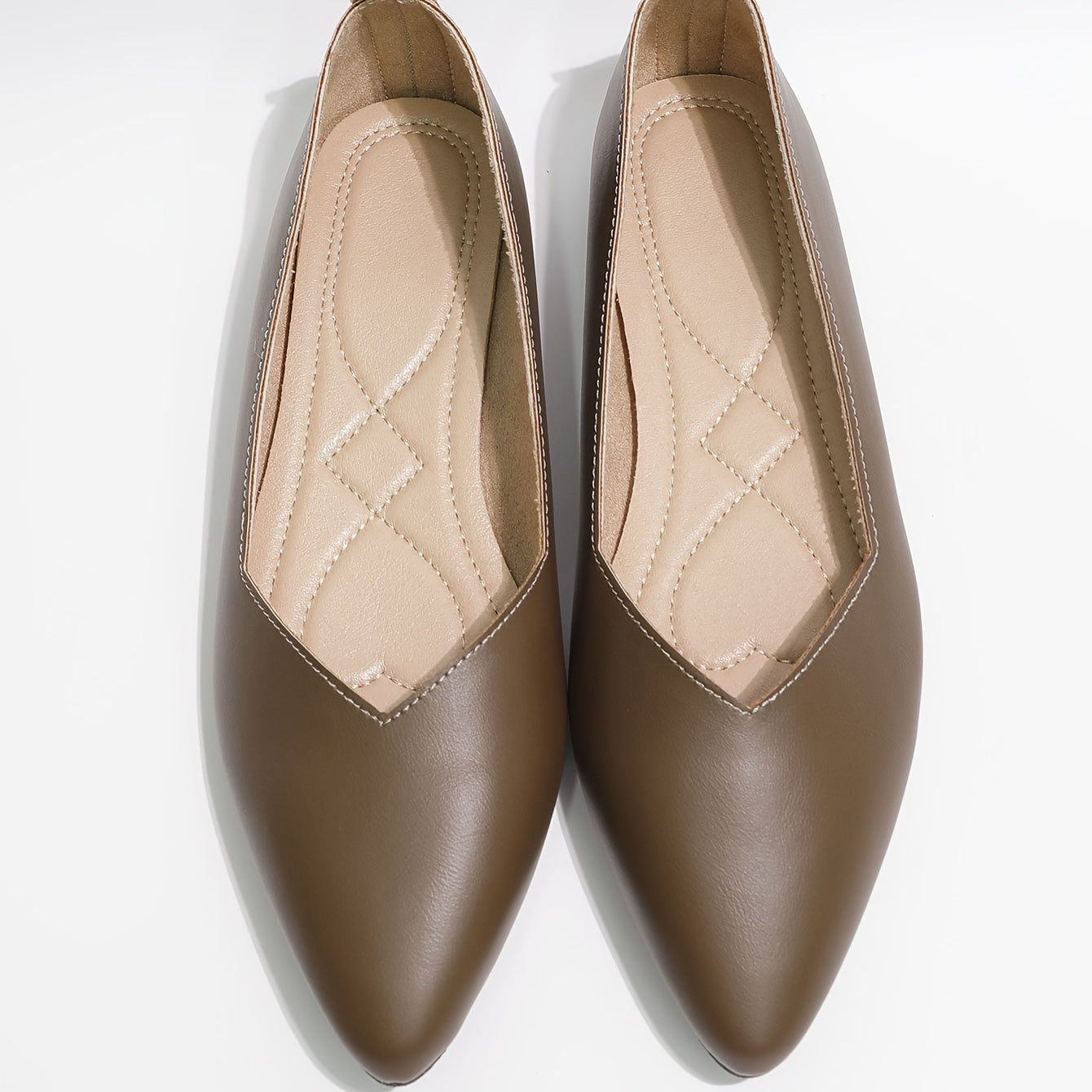 Women's Pointed Toe Ballet Flats Solid Color Slip-On Shoes Lightweight Comfort