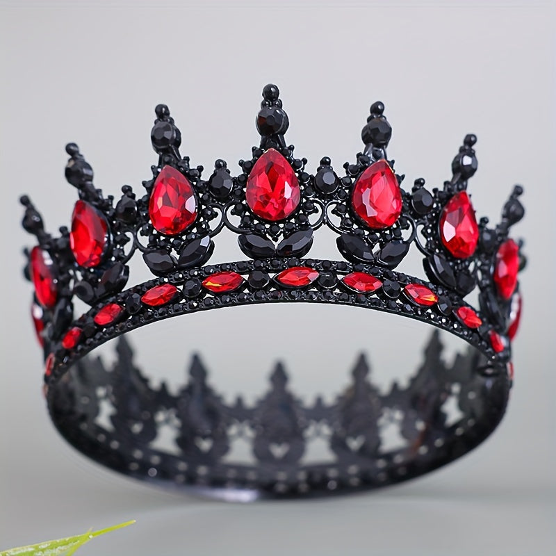 Opulent Vintage Round Rhinestone Crown Tiara for Bridal and Pageants