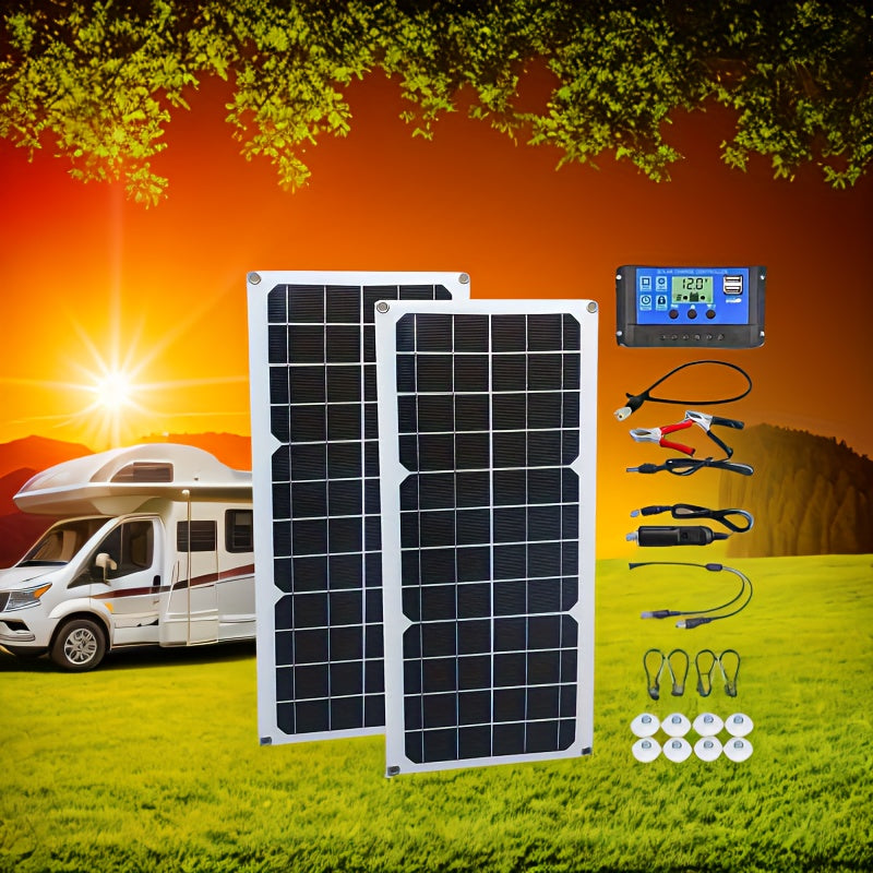 Набор гибких солнечных панелей 30 Вт с контроллером на 100 А для зарядки мобильных телефонов, автомобилей, автодомов