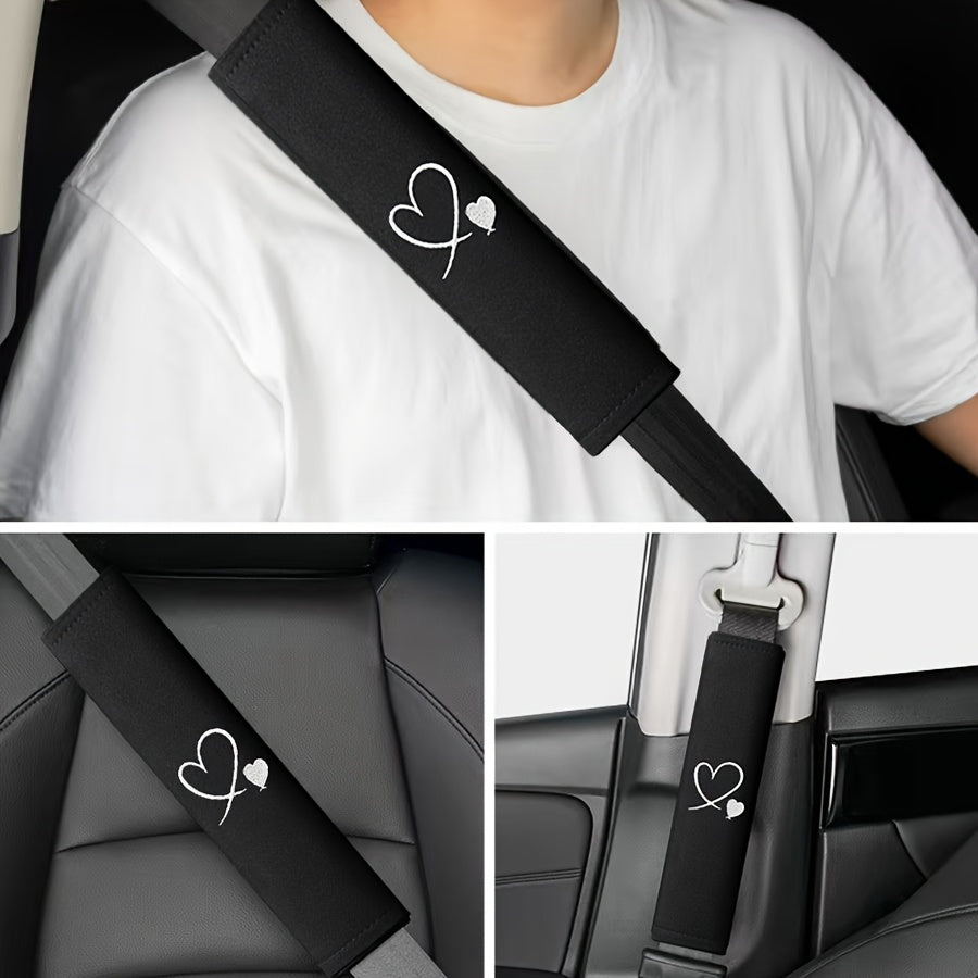 2 Pack Car Seat Belt Shoulder Pads Soft Breathable Fabric Black Comfort Covers