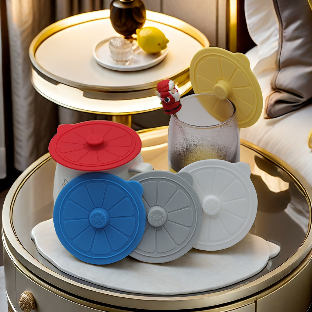 Lemon Shaped Silicone Cup Lids 9.5cm Reusable Food Grade Fits Mugs Water Cups