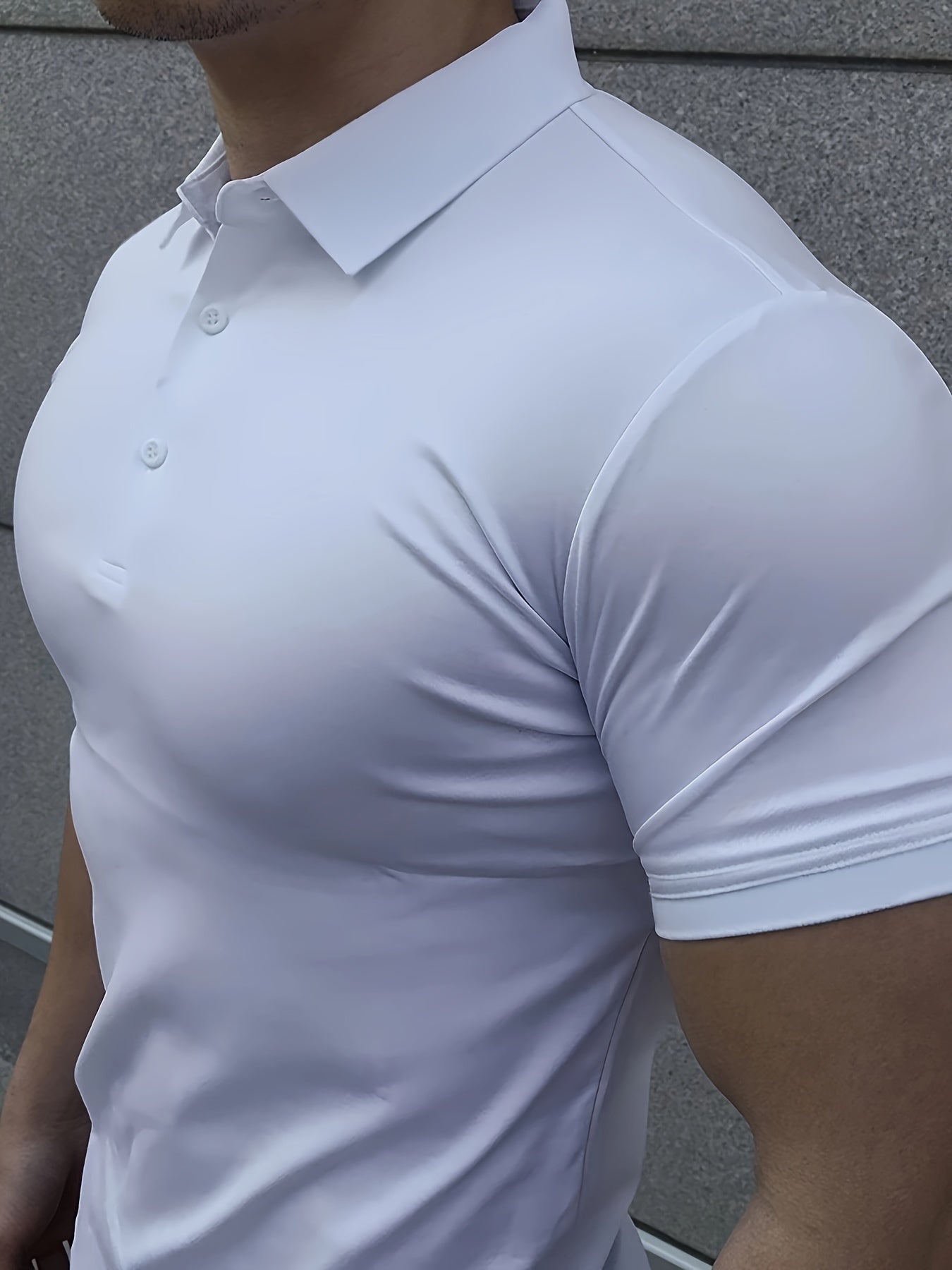 Men's Athletic T-Shirt Polyester Slim Fit Summer Breathable Quick-Dry Casual Collar